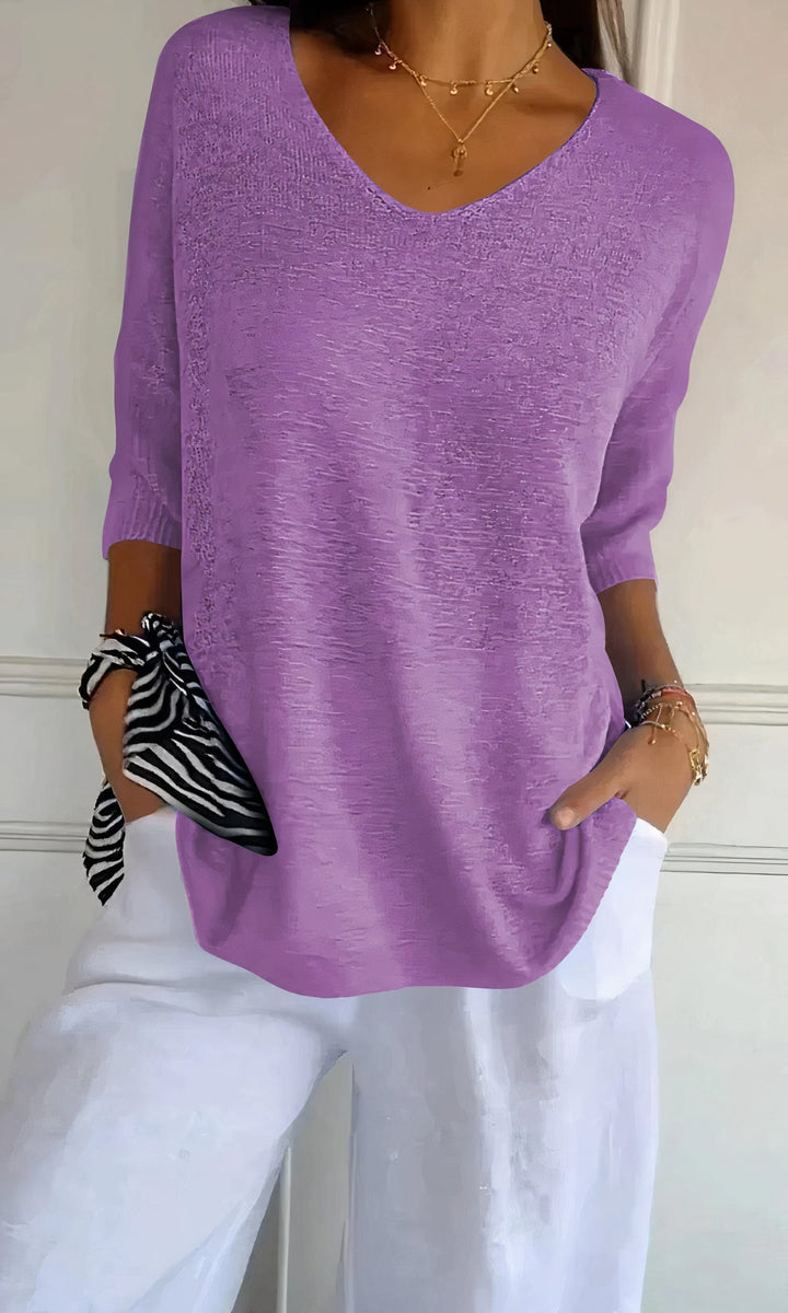 Echoarchiv | Casual Gestrickter V-Ausschnitt Top