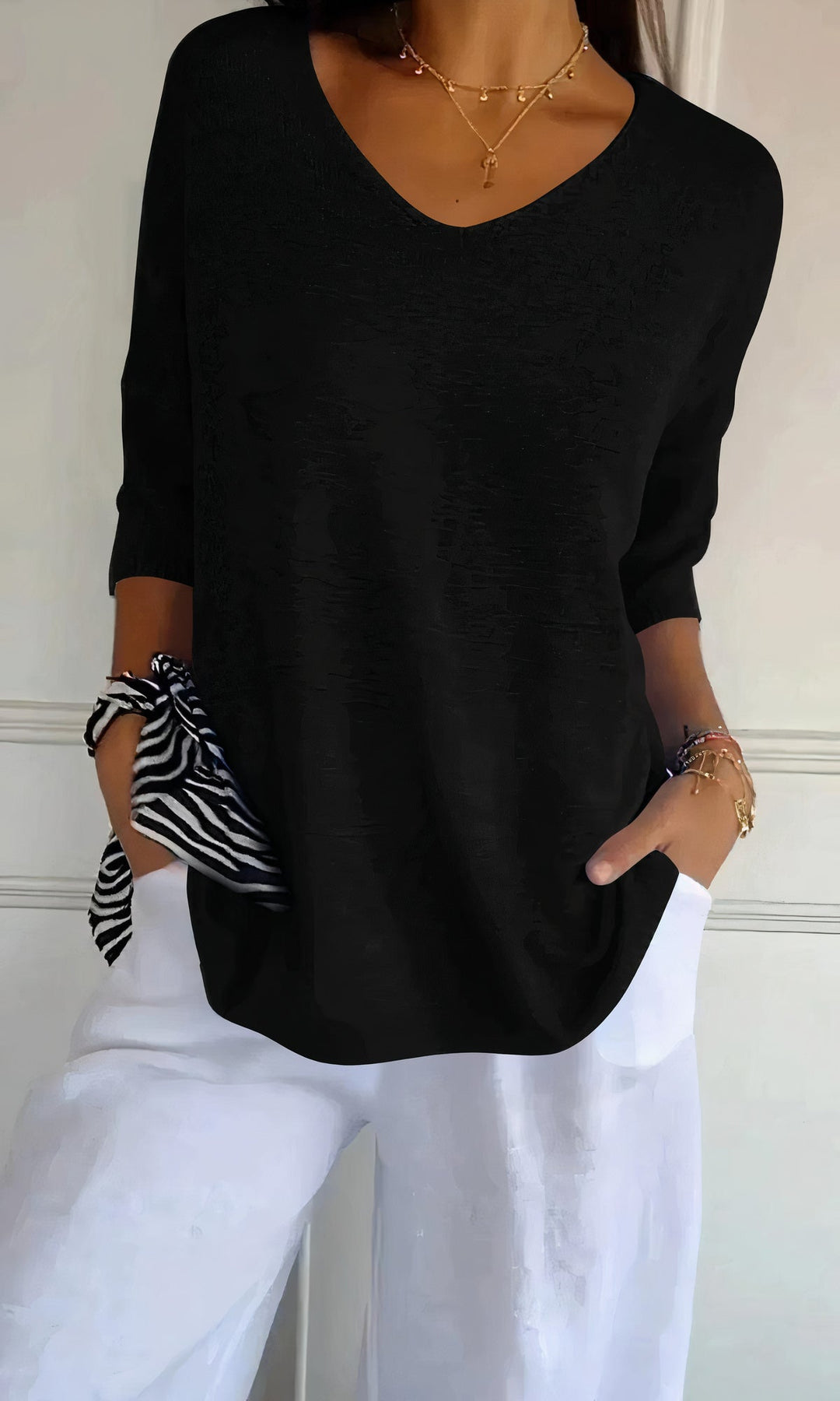 Echoarchiv | Casual Gestrickter V-Ausschnitt Top