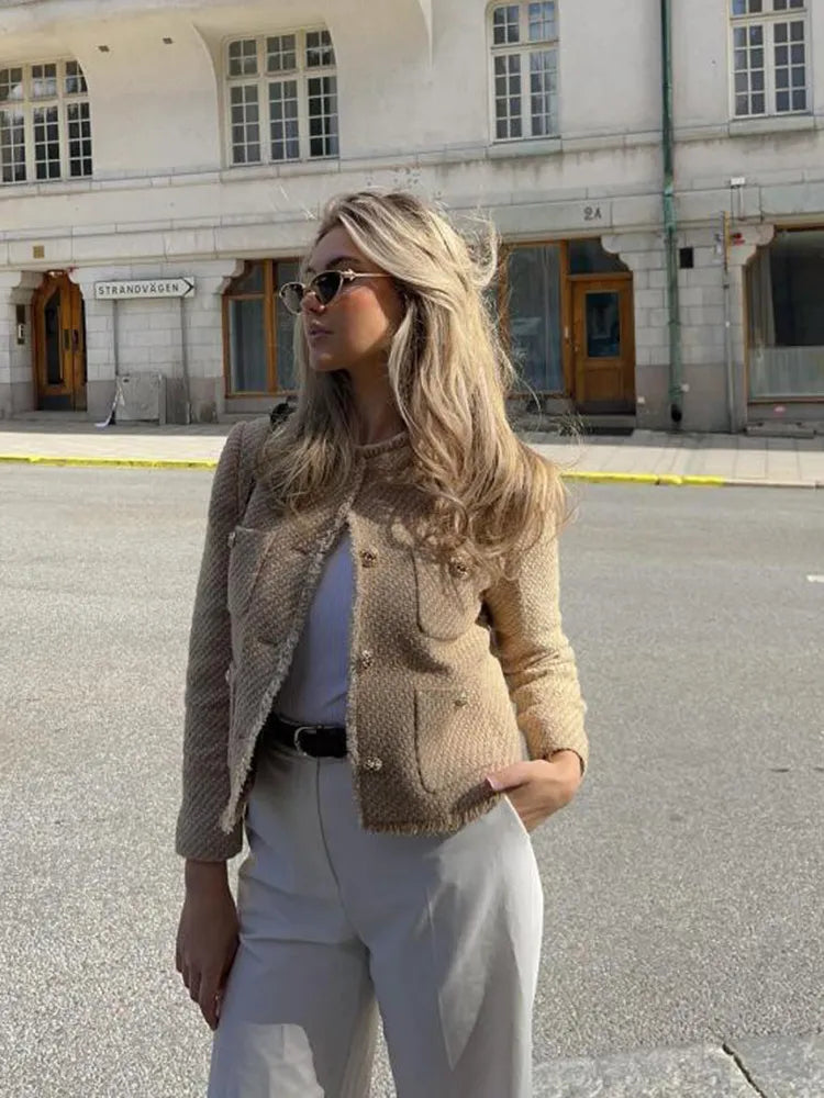 Echoarchiv | Elegante Tweed Cropped Jacke