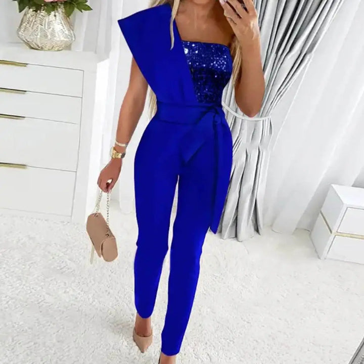 Jumpsuit mit Patchwork und funkelnden Pailletten – Solévia