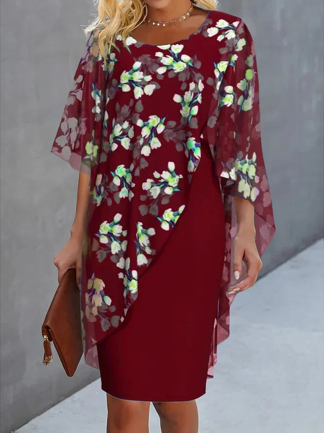 Florales Chiffon-Damenkleid
