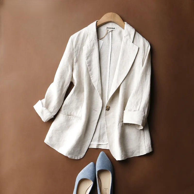 Echoarchiv | Daly Chic Minimalist Leinen Blazer
