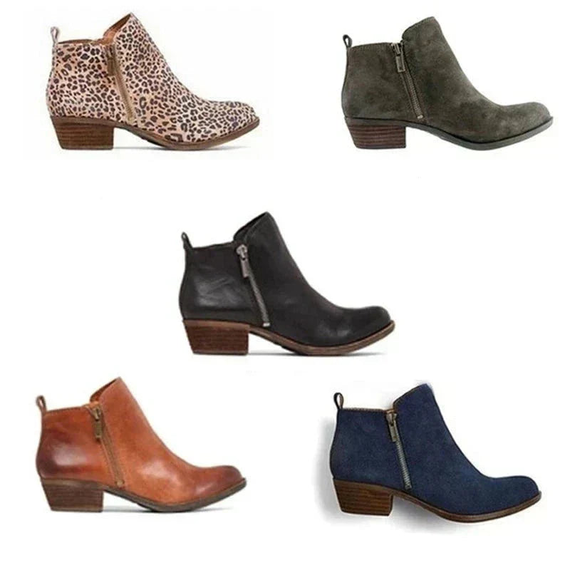 Stiefeletten | Blockabsatz | Flacher Absatz | Lederstiefel | Damenstiefel Echoarchiv