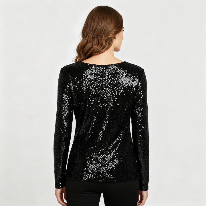 Glitzernde Party Eleganz V Ausschnitt Top Damen | Echoarchiv