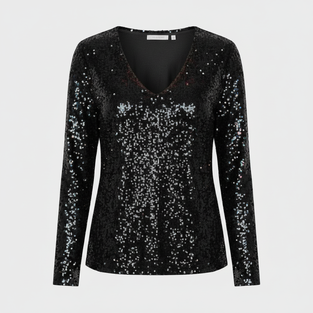 Glitzernde Party Eleganz V Ausschnitt Top Damen | Echoarchiv