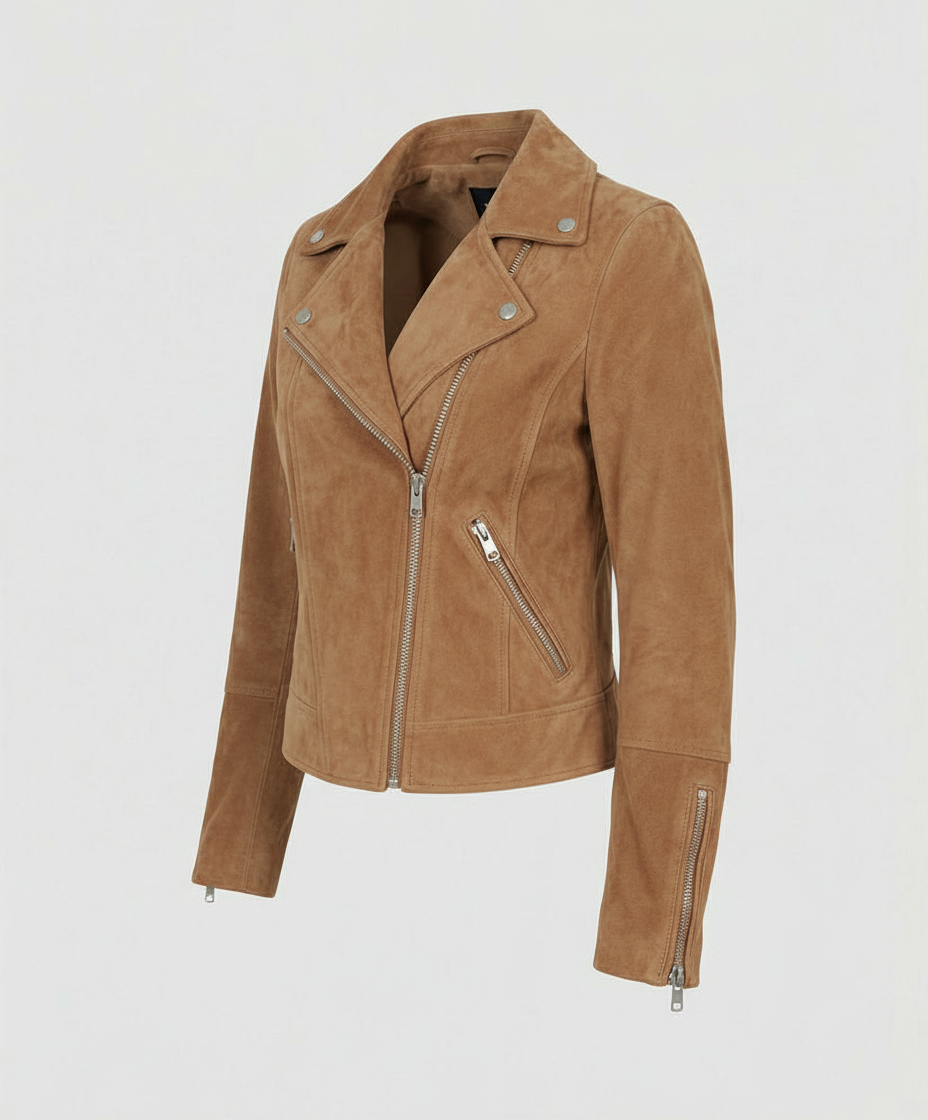 Echoarchiv | Damen Wildleder Bikerjacke