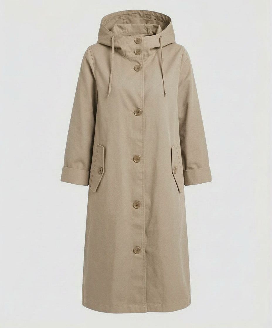 Bequemer Regen Trenchcoat Damen Kapuze | Heidi-Mode
