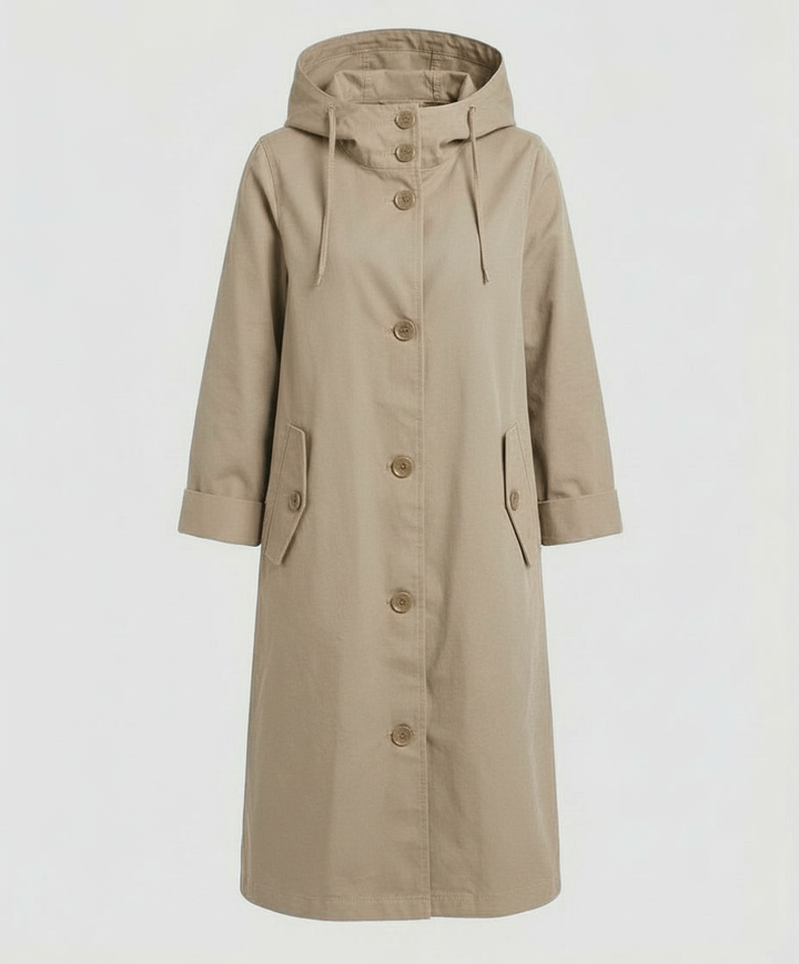 Bequemer Regen Trenchcoat Damen Kapuze | Heidi-Mode