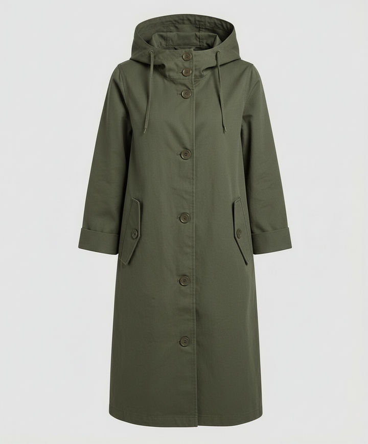 Bequemer Regen Trenchcoat Damen Kapuze | Heidi-Mode