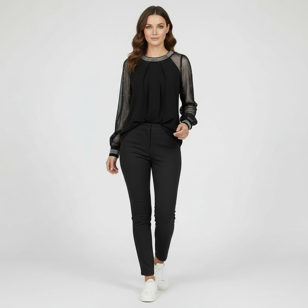 Mesh-Pailletten Damen Top | Echoarchiv