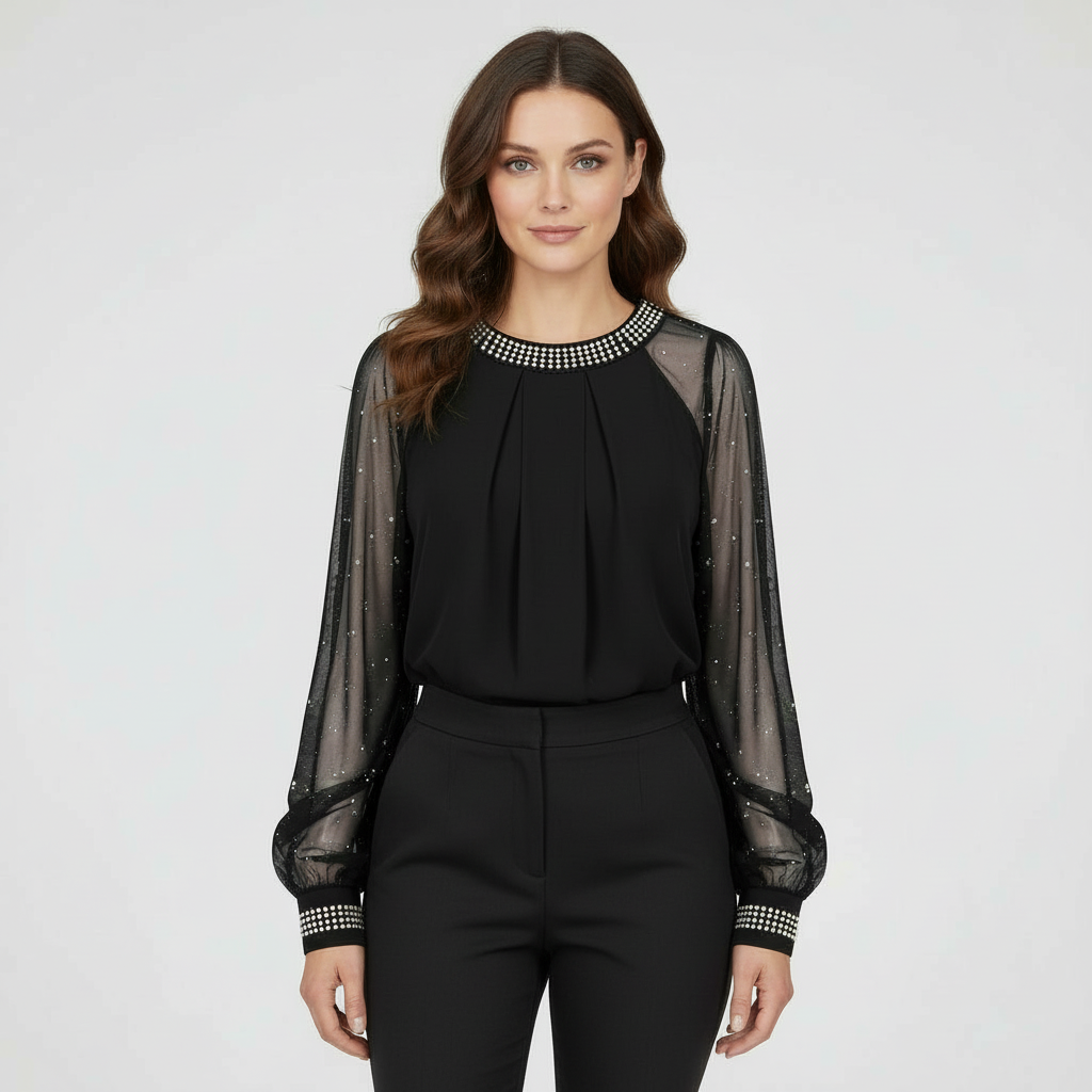 Mesh-Pailletten Damen Top | Echoarchiv