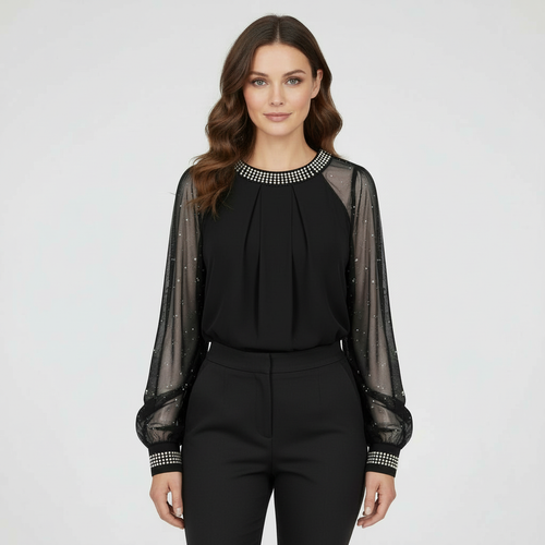 Mesh-Pailletten Damen Top | Echoarchiv