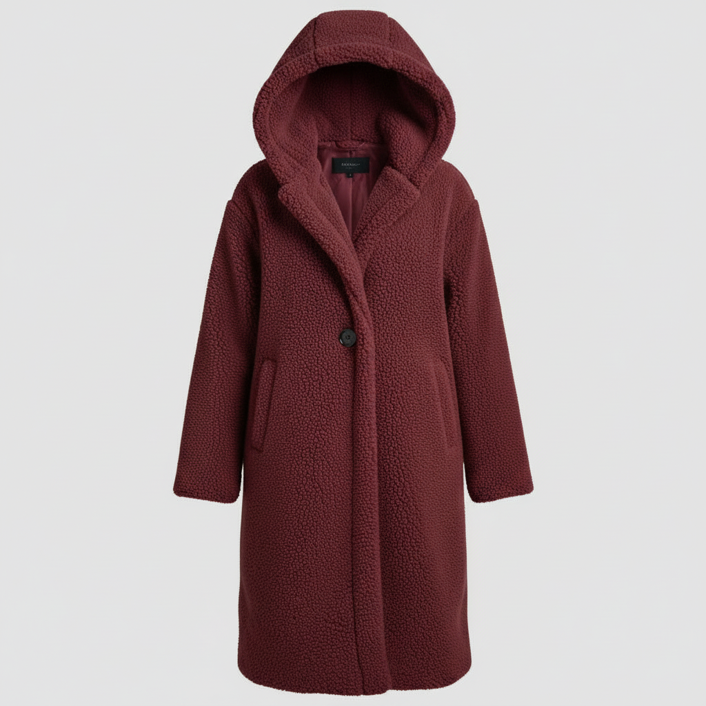Modischer Teddy Mantel Damen Komfort Langer Mantel Kapuze | Echoarchiv