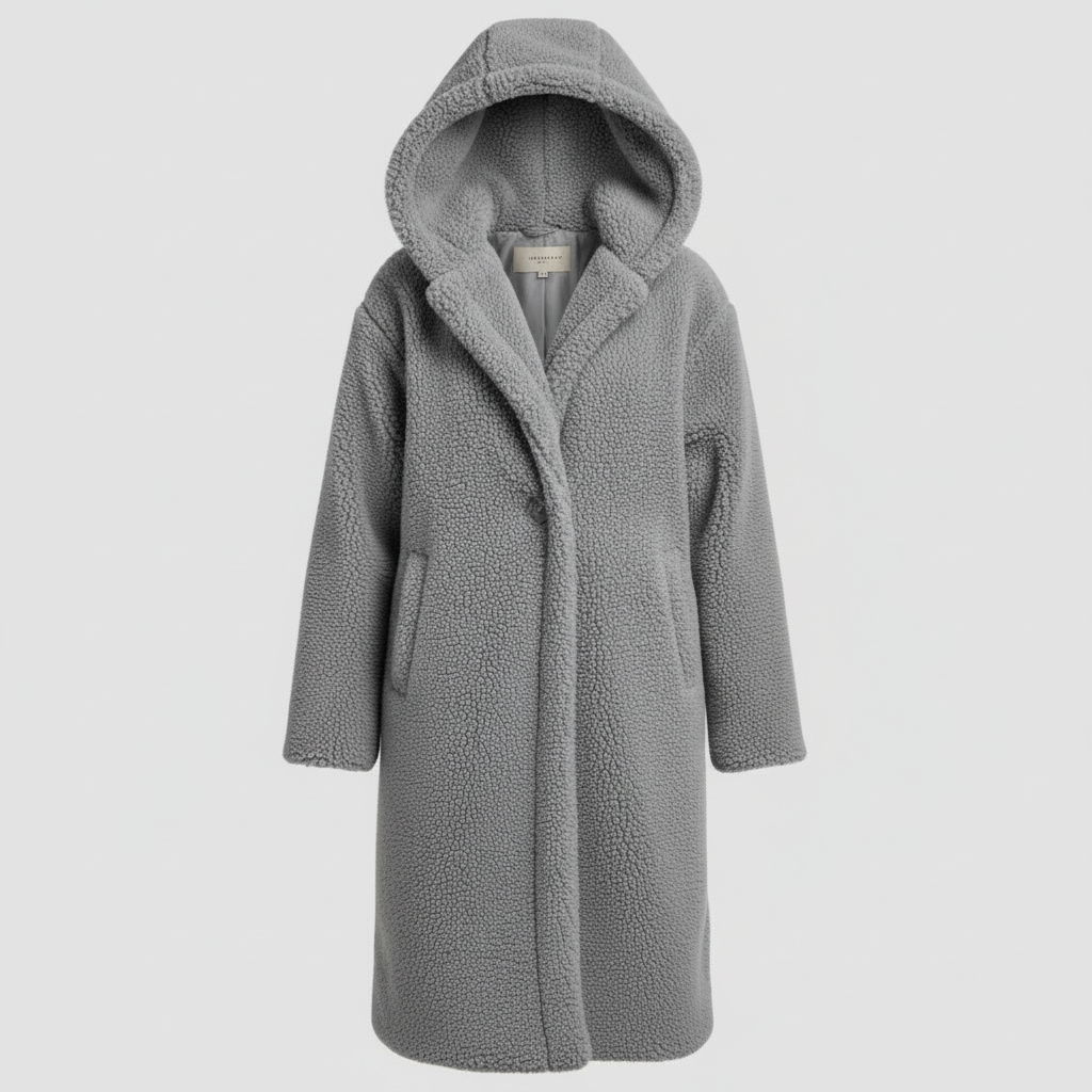 Modischer Teddy Mantel Damen Komfort Langer Mantel Kapuze | Echoarchiv