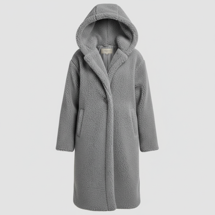 Modischer Teddy Mantel Damen Komfort Langer Mantel Kapuze | Echoarchiv