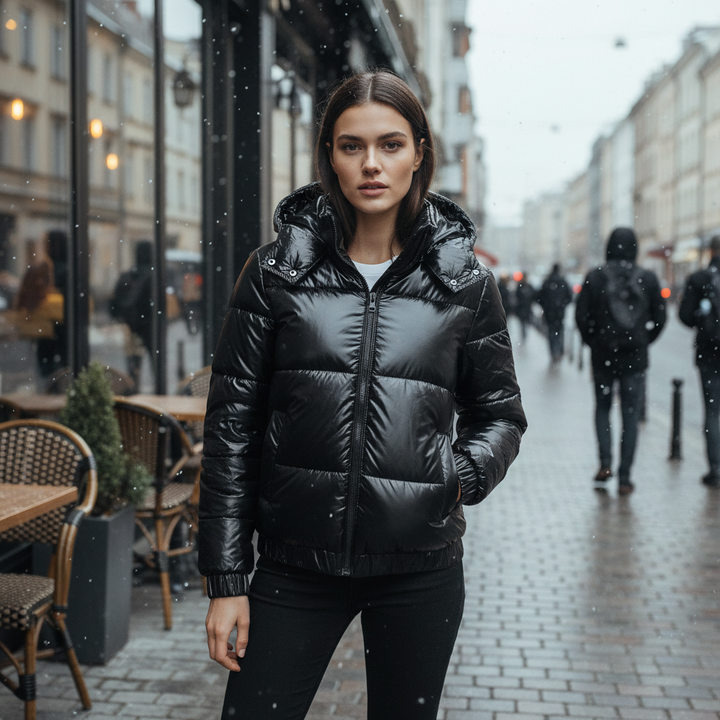 Glänzende Wasserabweisende Warme Damen Winterjacke