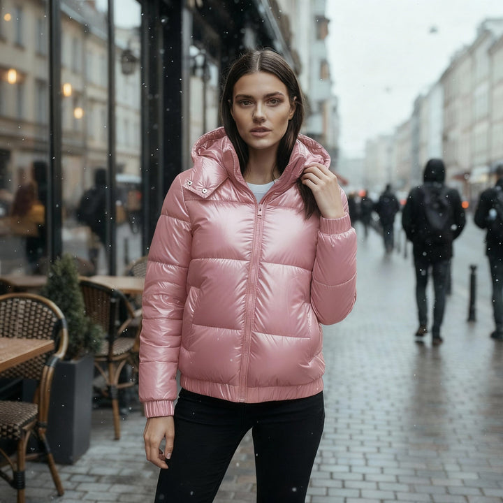 Glänzende Wasserabweisende Warme Damen Winterjacke