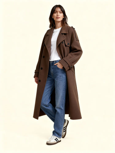 Echoarchiv | Damen Bouclé-Mantel mit Knopfdetails – Elegant & Zeitlos