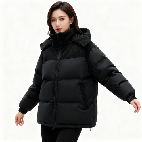 Damen isolierte Pufferjacke mit kuscheligem Innenfutter und verstellbarem Kapuzensystem – Echoarchiv