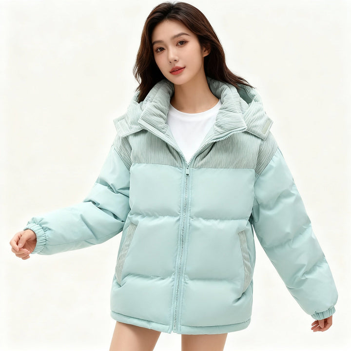 Damen isolierte Pufferjacke mit kuscheligem Innenfutter und verstellbarem Kapuzensystem – Echoarchiv