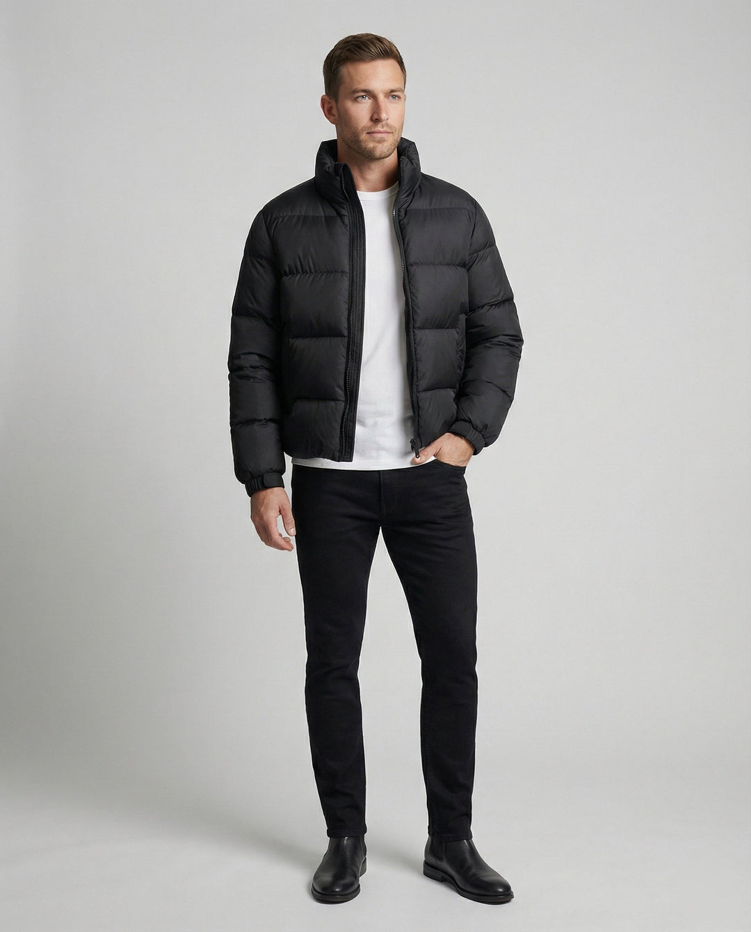 Herren Pufferjacke aus Entenfedern mit Wärme & Kapuze | Echo Archiv