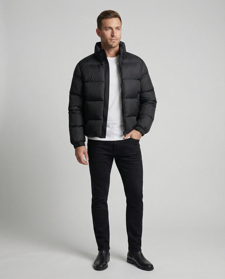 Herren Pufferjacke aus Entenfedern mit Wärme & Kapuze | Echo Archiv