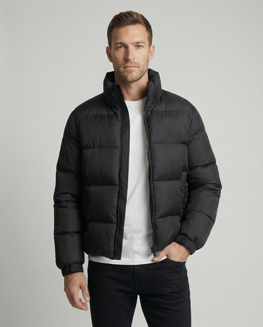 Herren Pufferjacke aus Entenfedern mit Wärme & Kapuze | Echo Archiv