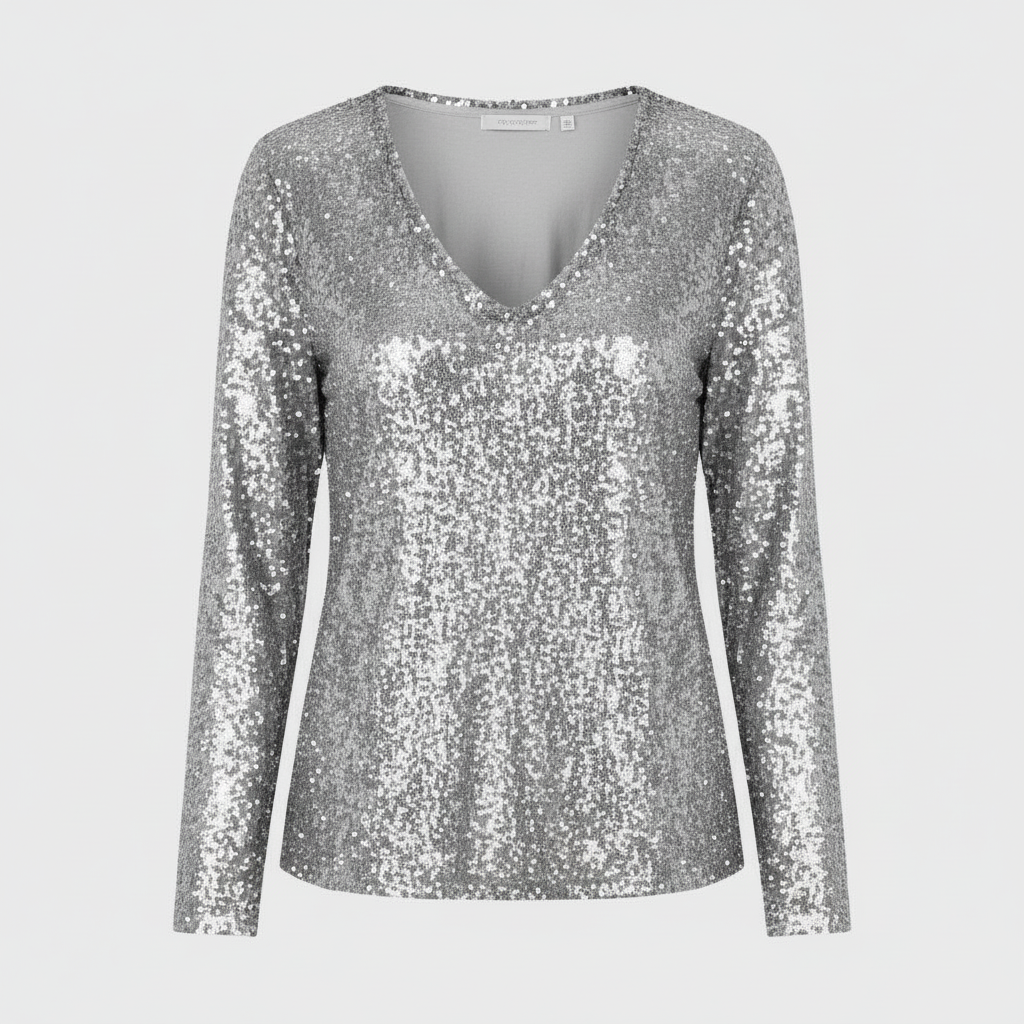 Glitzernde Party Eleganz V Ausschnitt Top Damen | Echoarchiv