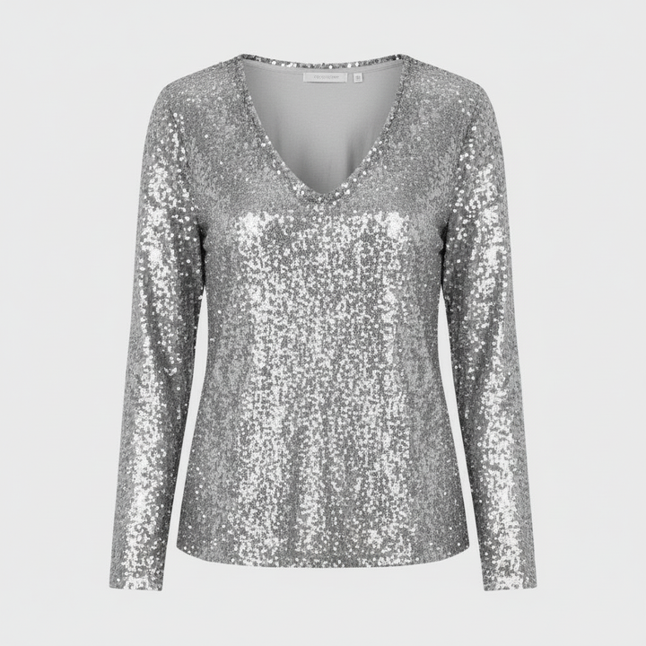 Glitzernde Party Eleganz V Ausschnitt Top Damen | Echoarchiv