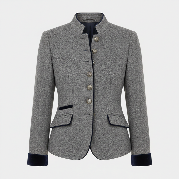Damen Kurzjacke mit Mehrknopfleiste und Farbakzenten | Echoarchiv