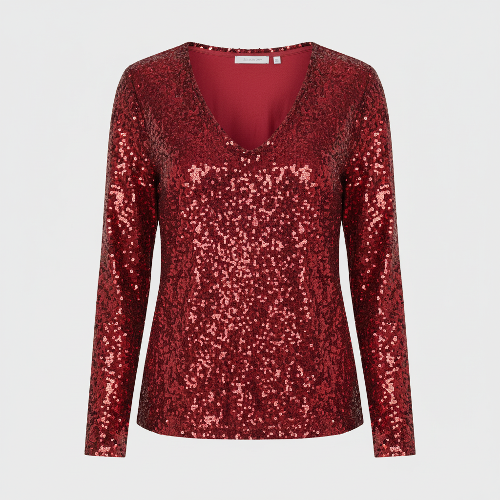 Glitzernde Party Eleganz V Ausschnitt Top Damen | Echoarchiv