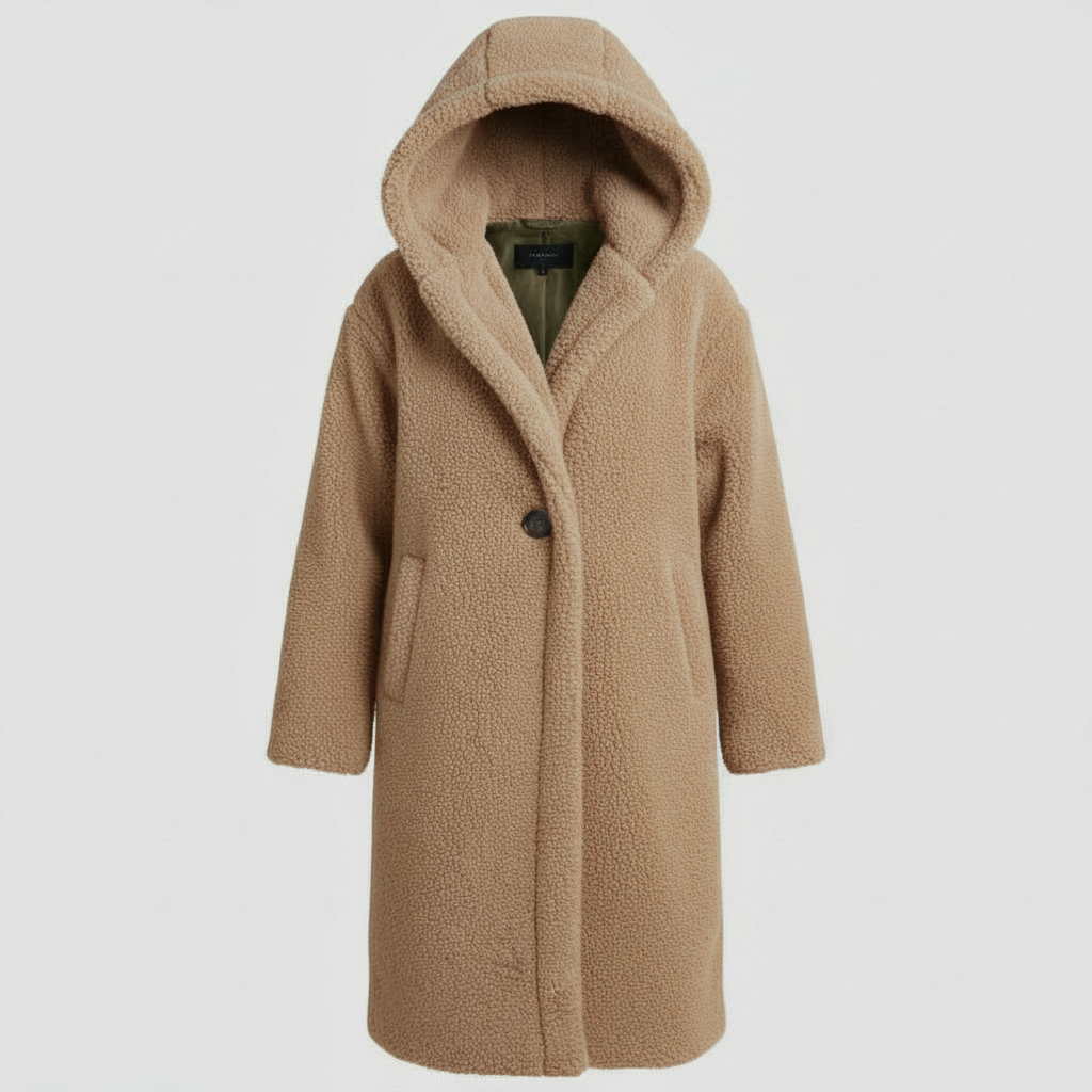 Modischer Teddy Mantel Damen Komfort Langer Mantel Kapuze | Echoarchiv