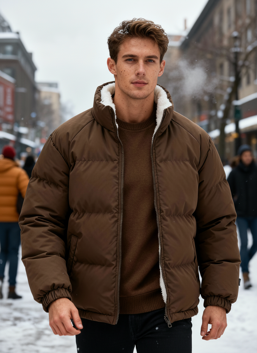 Thermo-Warm Gefüttert Modern Pufferjacke – Winter Komfort Fleece Herrenjacke – Marzano