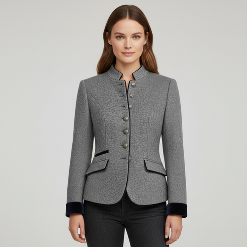 Klassische Strukturierte Premium Komfort Wolljacke Damen – Célinea
