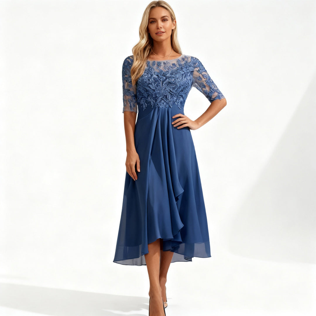 Damen Feminin Fallendes Chiffon Midikleid mit Fließendem Schnitt | Echoarchiv