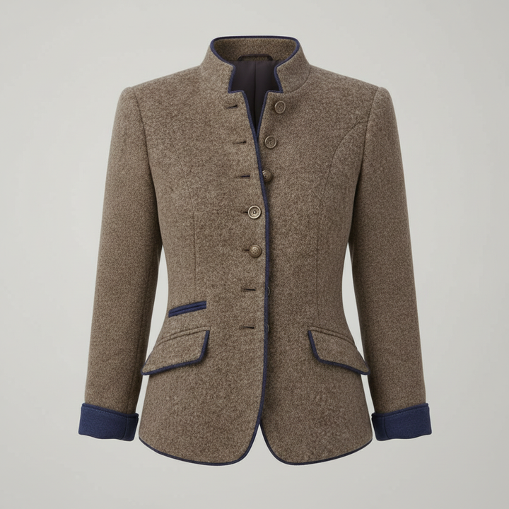 Damen Kurzjacke mit Mehrknopfleiste und Farbakzenten | Echoarchiv