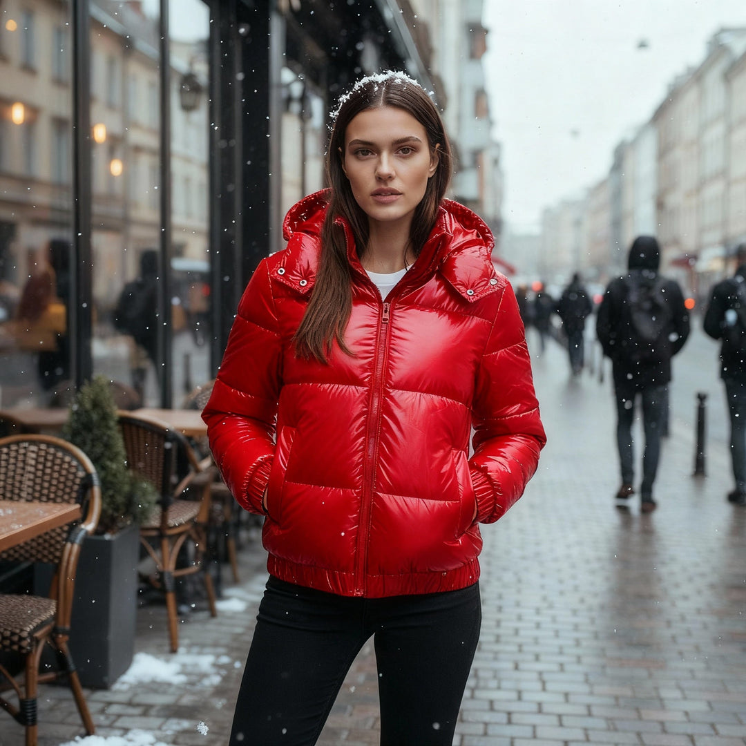 Glänzende Wasserabweisende Warme Damen Winterjacke