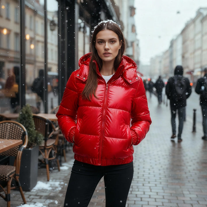 Glänzende Wasserabweisende Warme Damen Winterjacke