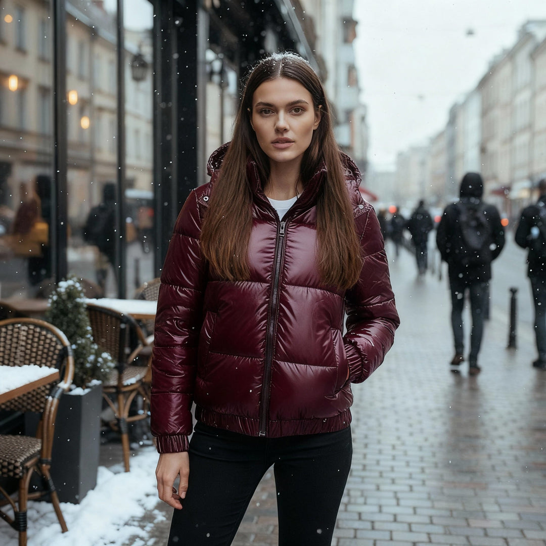 Glänzende Wasserabweisende Warme Damen Winterjacke