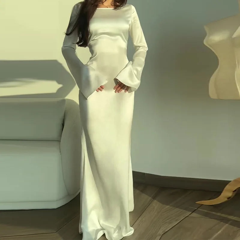 Echoarchiv | Satin Damen Maxikleid