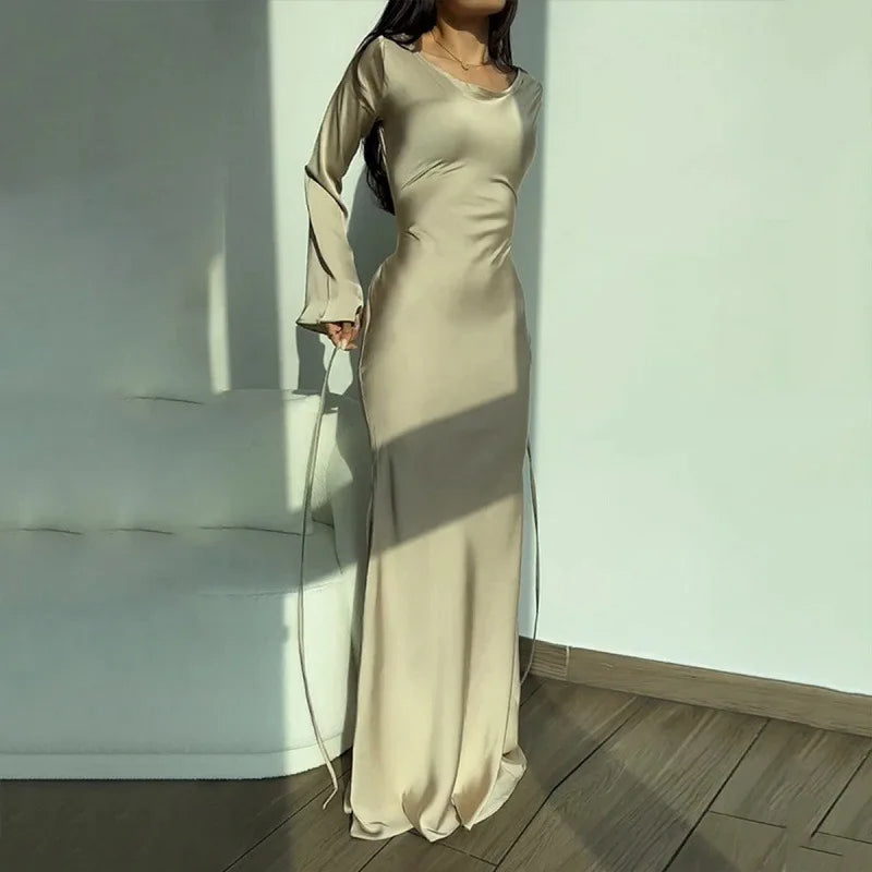 Echoarchiv | Satin Damen Maxikleid