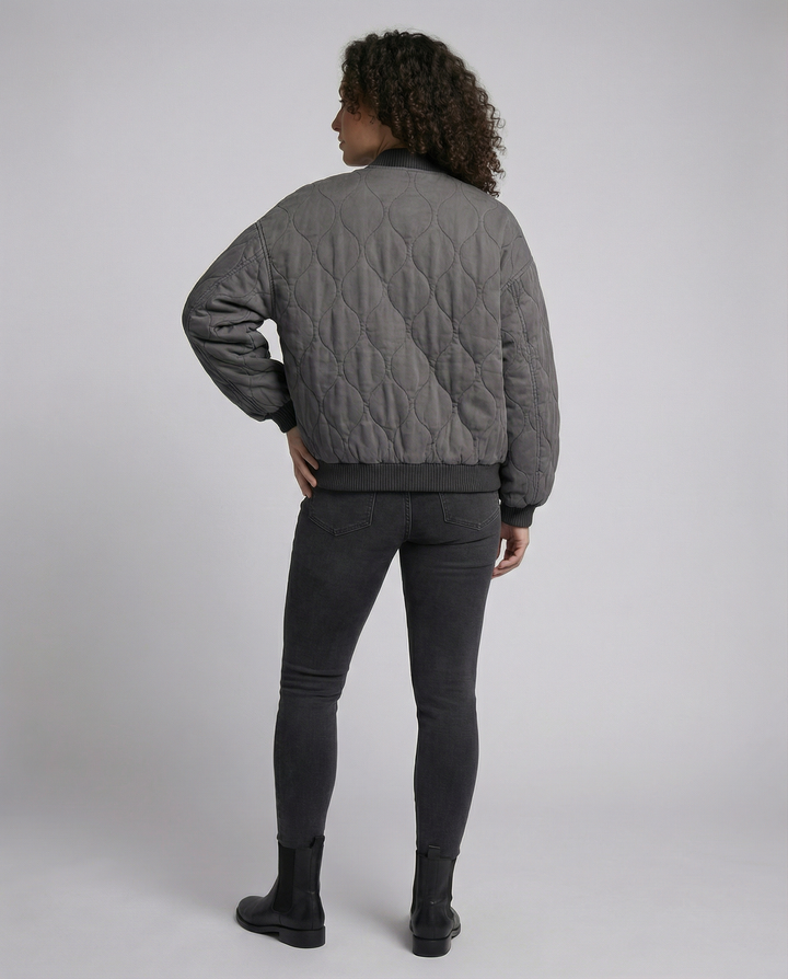 Damen Oversized Graue Bomberjacke – Avenza