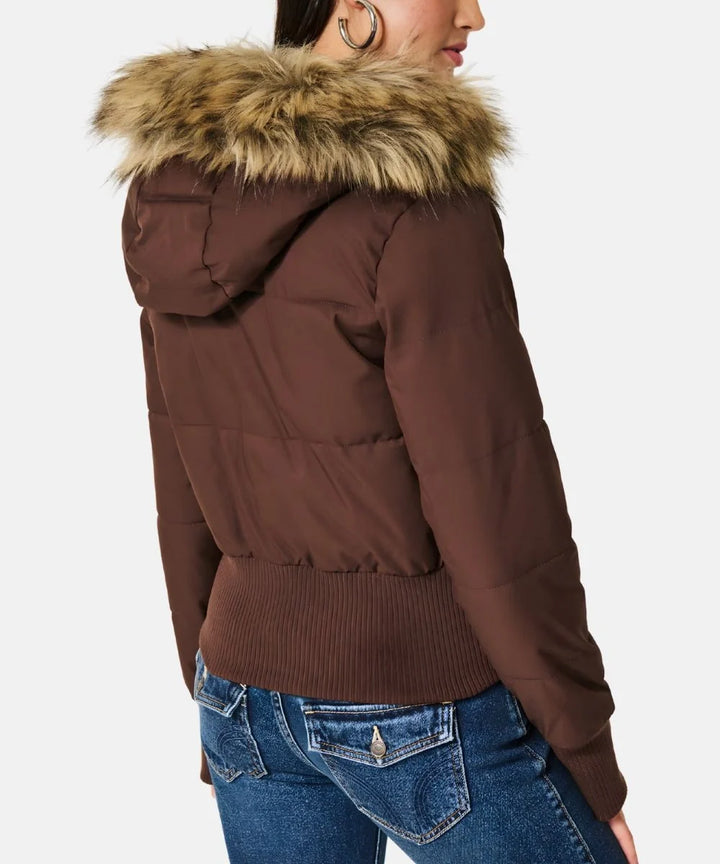Damen Gesteppt Winterjacke mit Warm & Abnehmbarer Kapuze | Echoarchiv