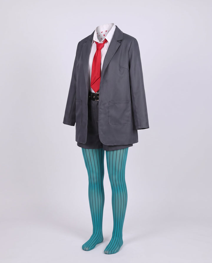 Damen elegantes Anzug-Kostümset mit Blazer, Krawatte und kurzen Hosen Echo Archiv