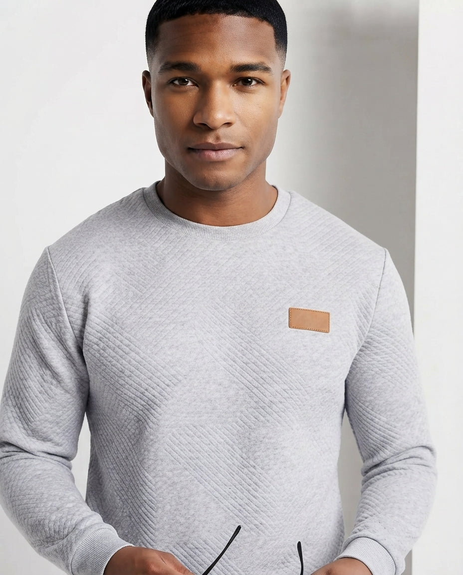 Herren Strukturierter Rundhals-Pullover aus leichtem strukturiertem Strick Echoarchiv