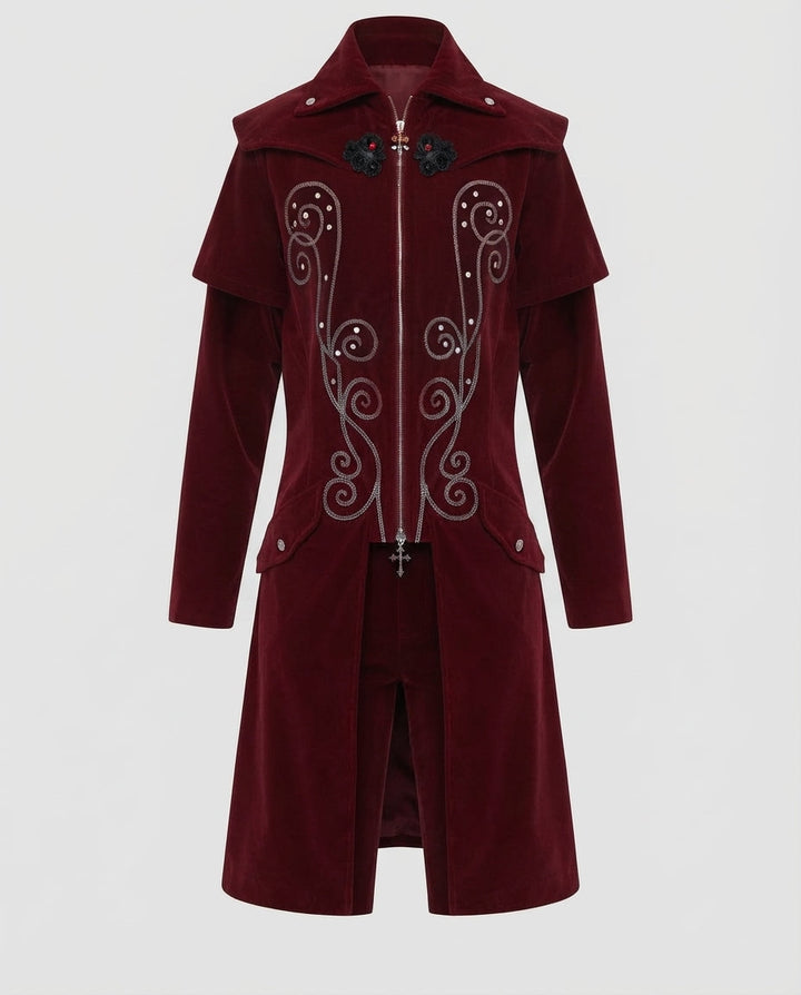Damen Eleganter Velours-Mantel mit kunstvollen Verzierungen Echo Archiv