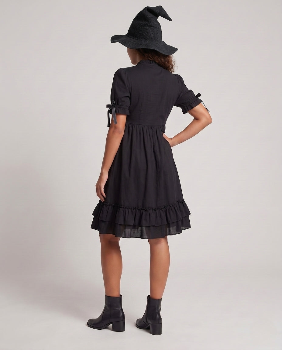 Damen verspieltes Rüschendetail Kleid Echo Archiv