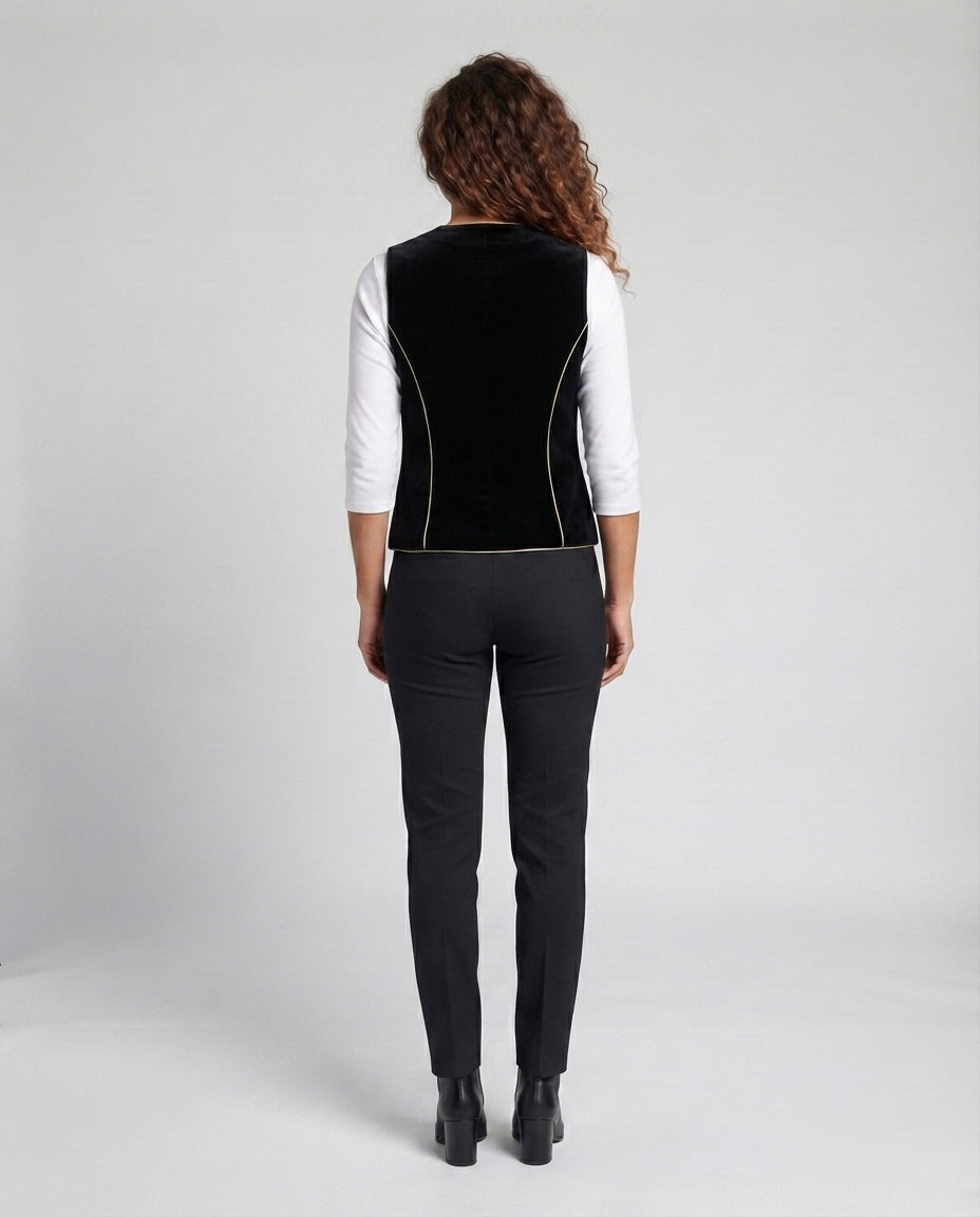 Damen Elegantes Samt-Weste mit Knopfdetails Echo Archiv