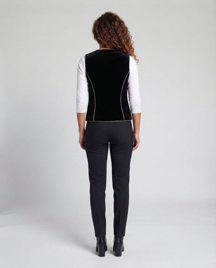 Damen Elegantes Samt-Weste mit Knopfdetails Echo Archiv