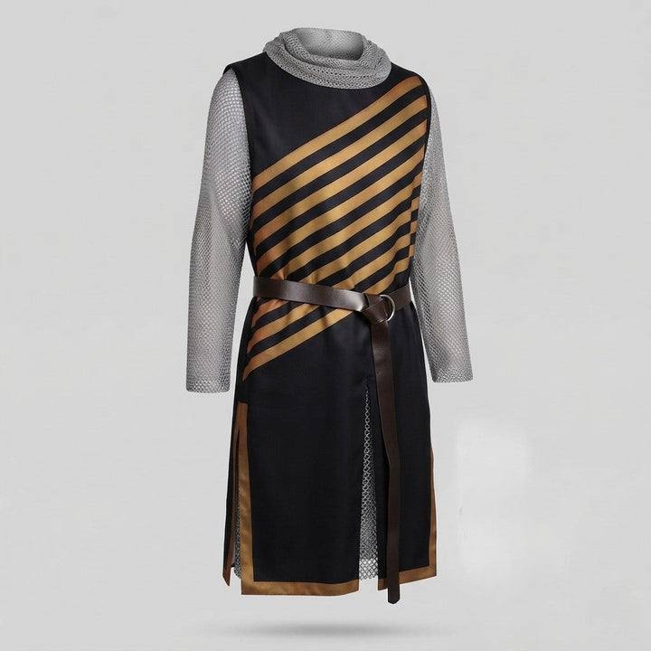 Damen Kostümset mit gestreiftem Kleid und Kettenhemd-Elementen Echo Archiv
